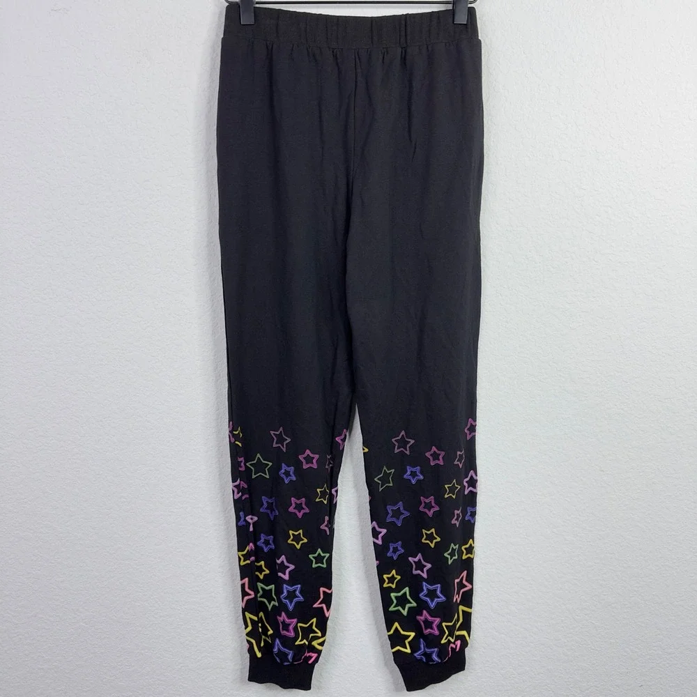 Hannah Banana Pants Girl 12 Black Colorful Stars Casual Whimsical Playful Jogger